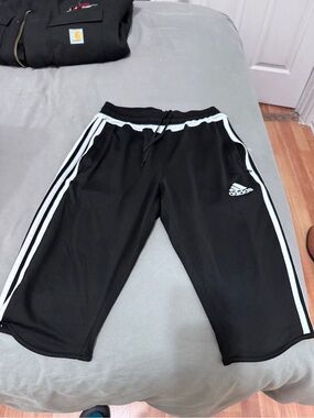 adidas Black Jogger Sweatpants with White Stripes